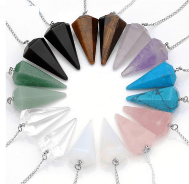 Natural Crystal Pyramid Chakra Dowsing Pendulum